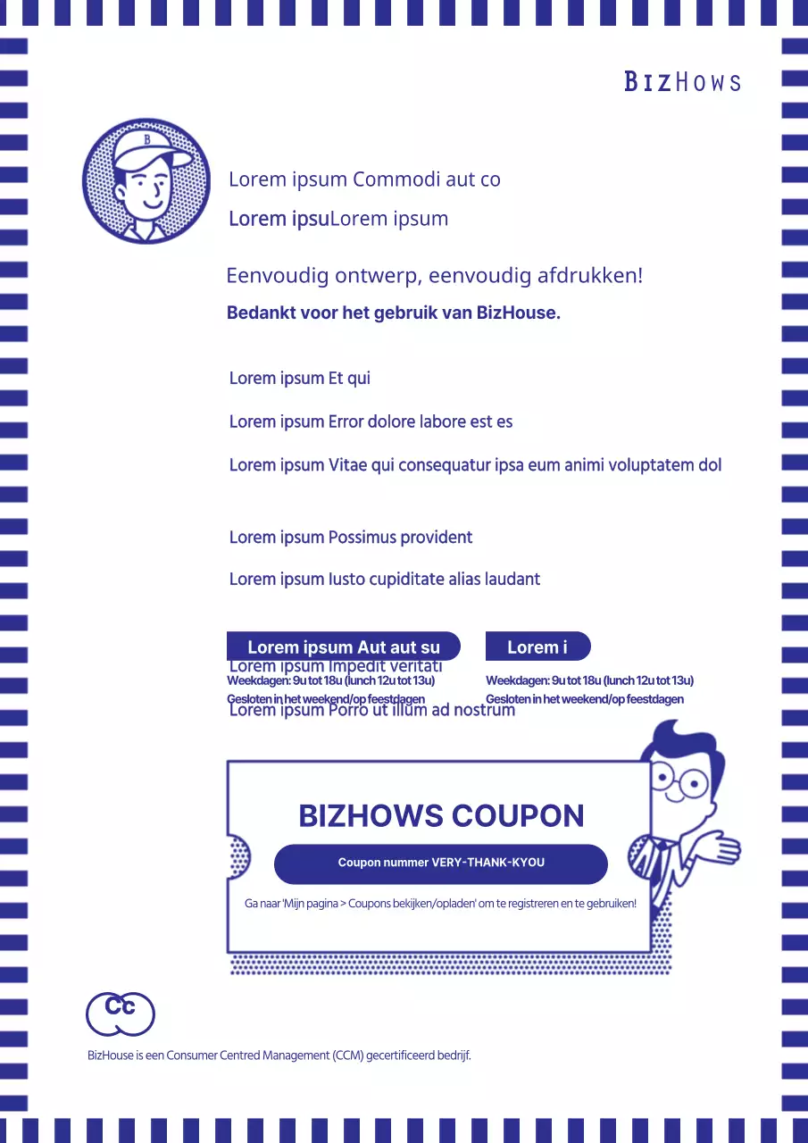 Eenvoudig blauw en wit winkelcentrum signage ontwerp poster