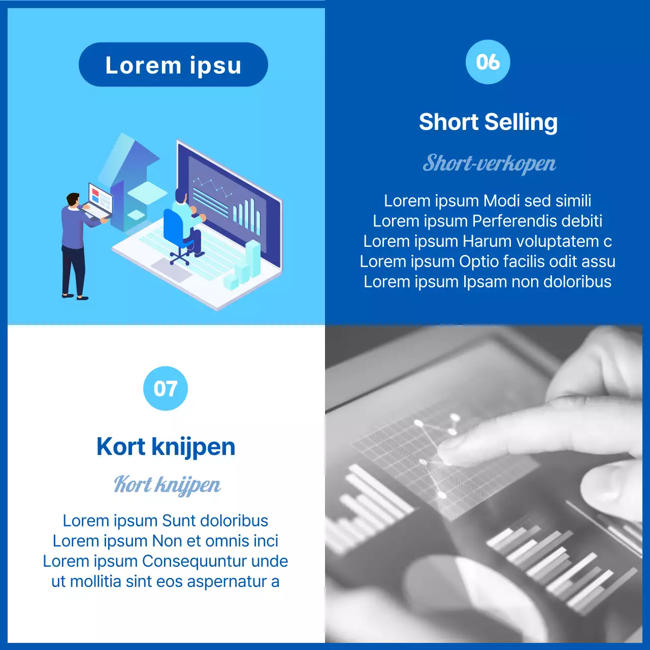 Illustraties en foto's in blauw gemarkeerd Woordenlijst van handel in aandelen