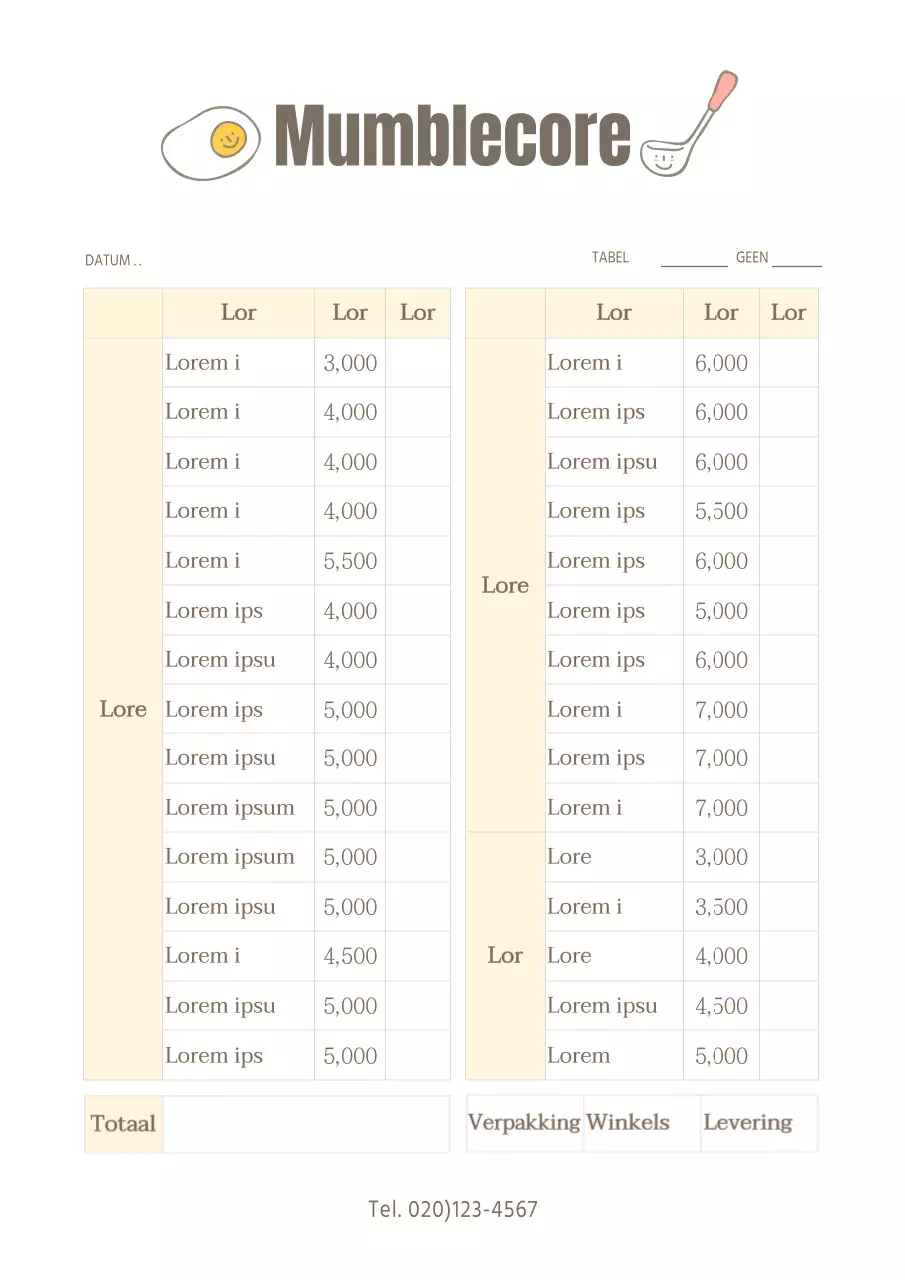 Eenvoudige witte menuposter voor een yakitori restaurant