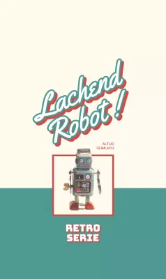 Retro-stijl turquoise schattige robots en typografie