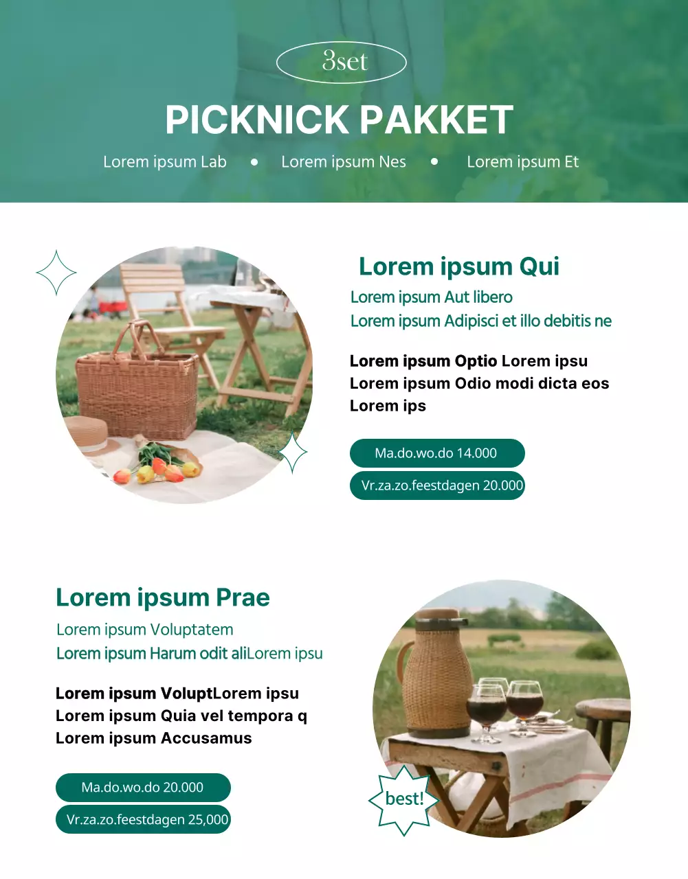 Chique, groen en eenvoudig picknickverhuur