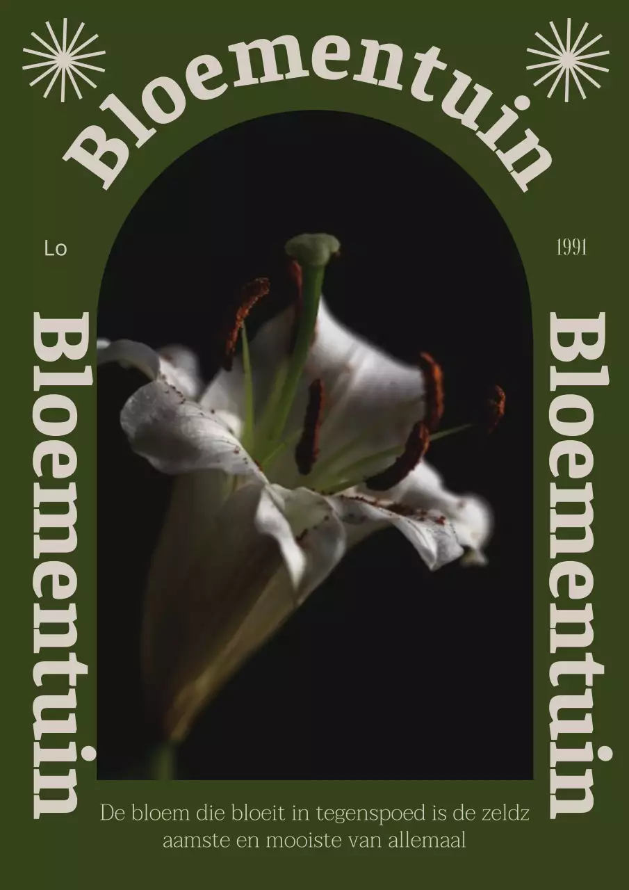 Groen Khaki Beige Vintage Bloemen Verticale Poster