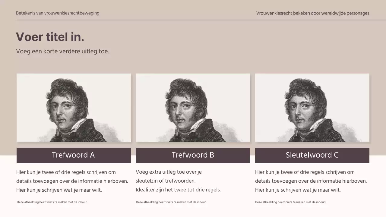  Een ingetogen concept presenteren voor een wereldwijde opdracht voor vrouwenkiesrecht