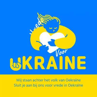 Een eenvoudig vredesteken in geel en blauw