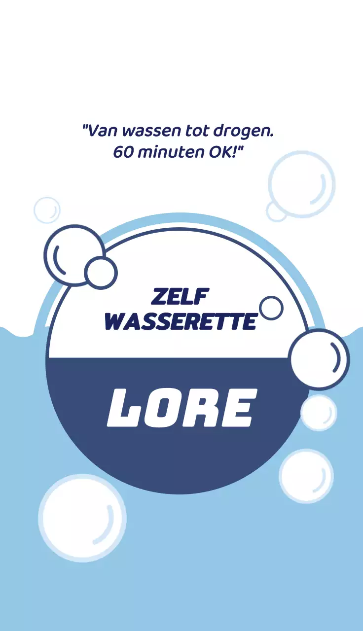 Blauwe illustratie promoot een schone wasserette