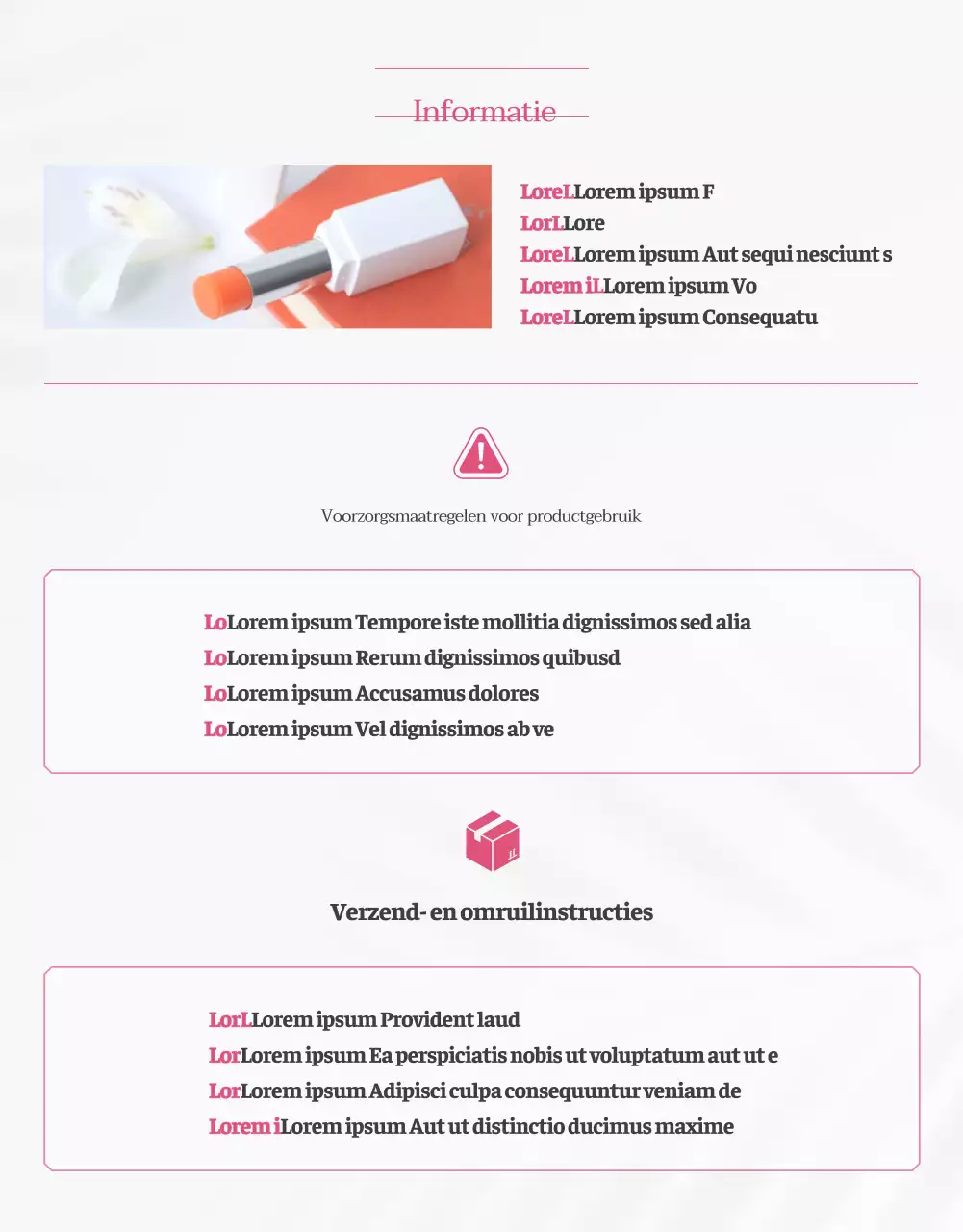 Introductie van een schone en elegante lippenbalsem in wit en roze