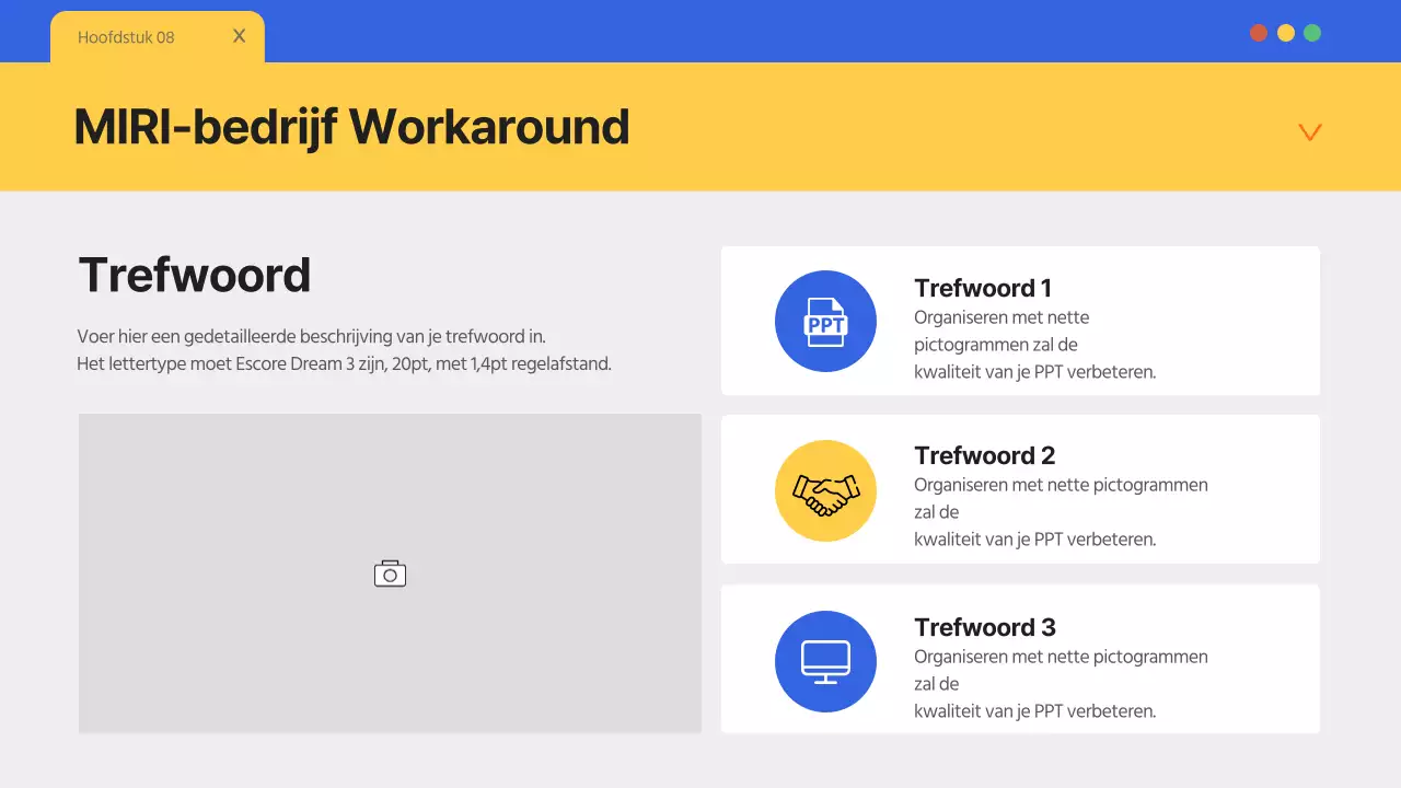 Een eenvoudig blauw en geel bedrijfsbriefhoofd