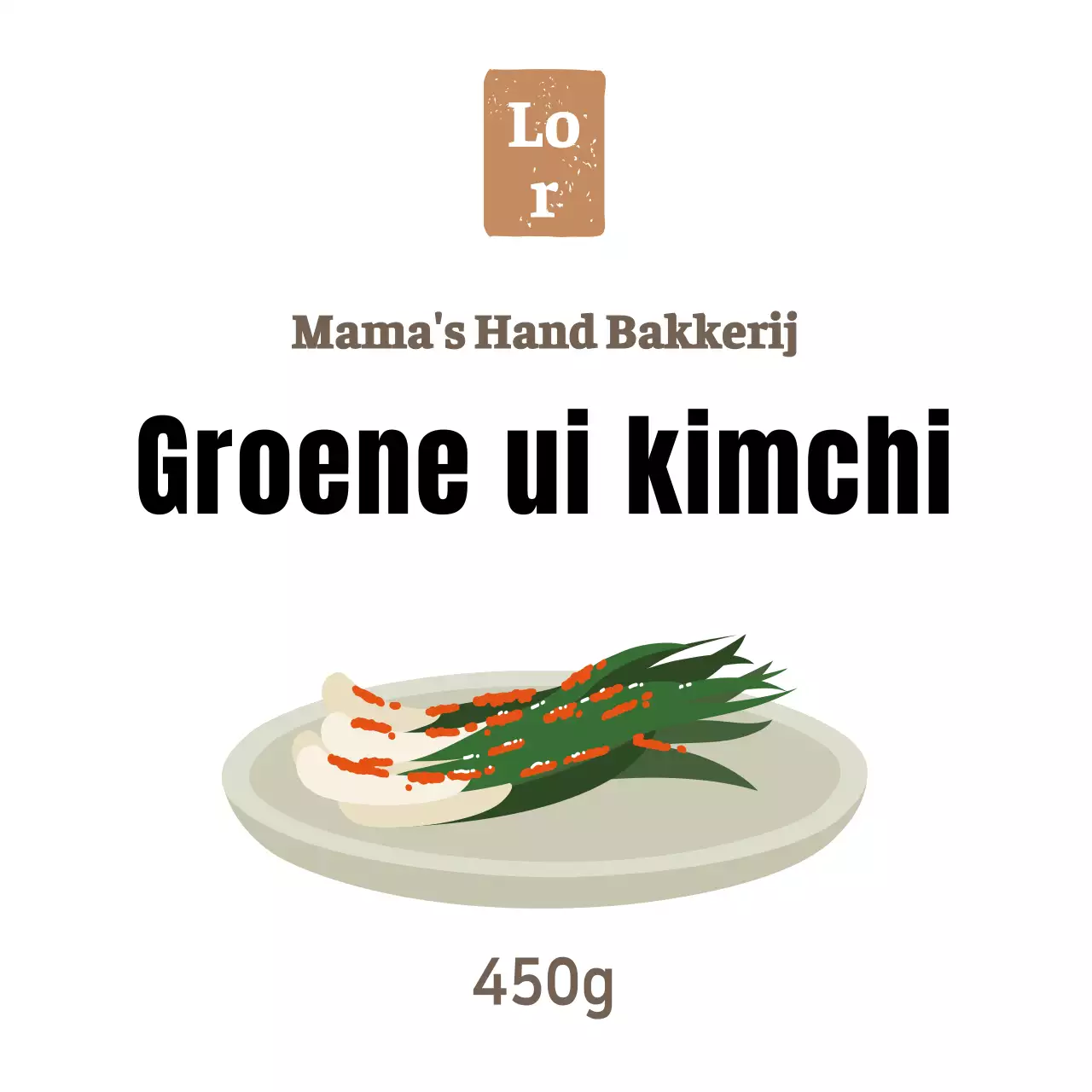 Witte eenvoudige delicatessen bijgerechtsticker voor groene ui kimchi
