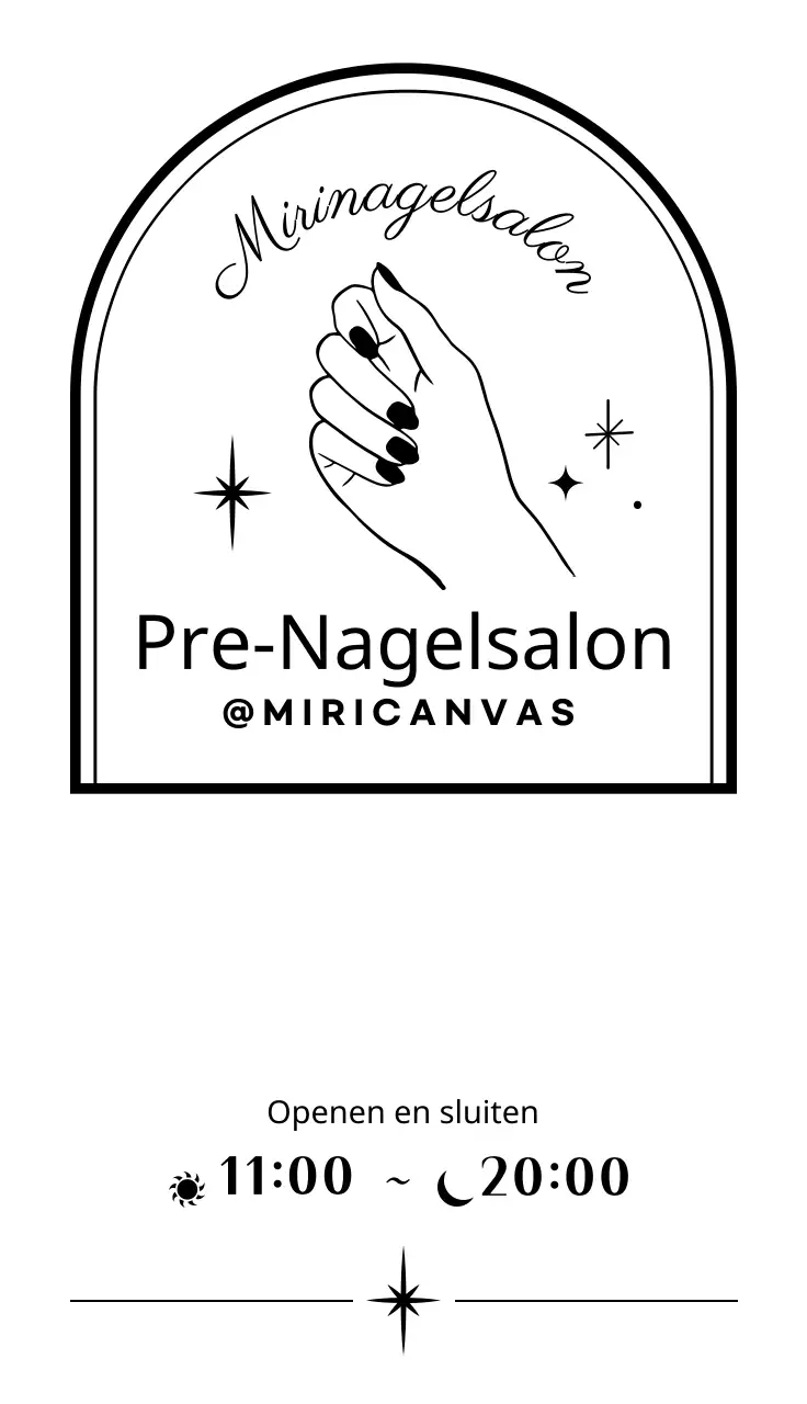 Nette handillustratie nagelsalon in wit en zwart