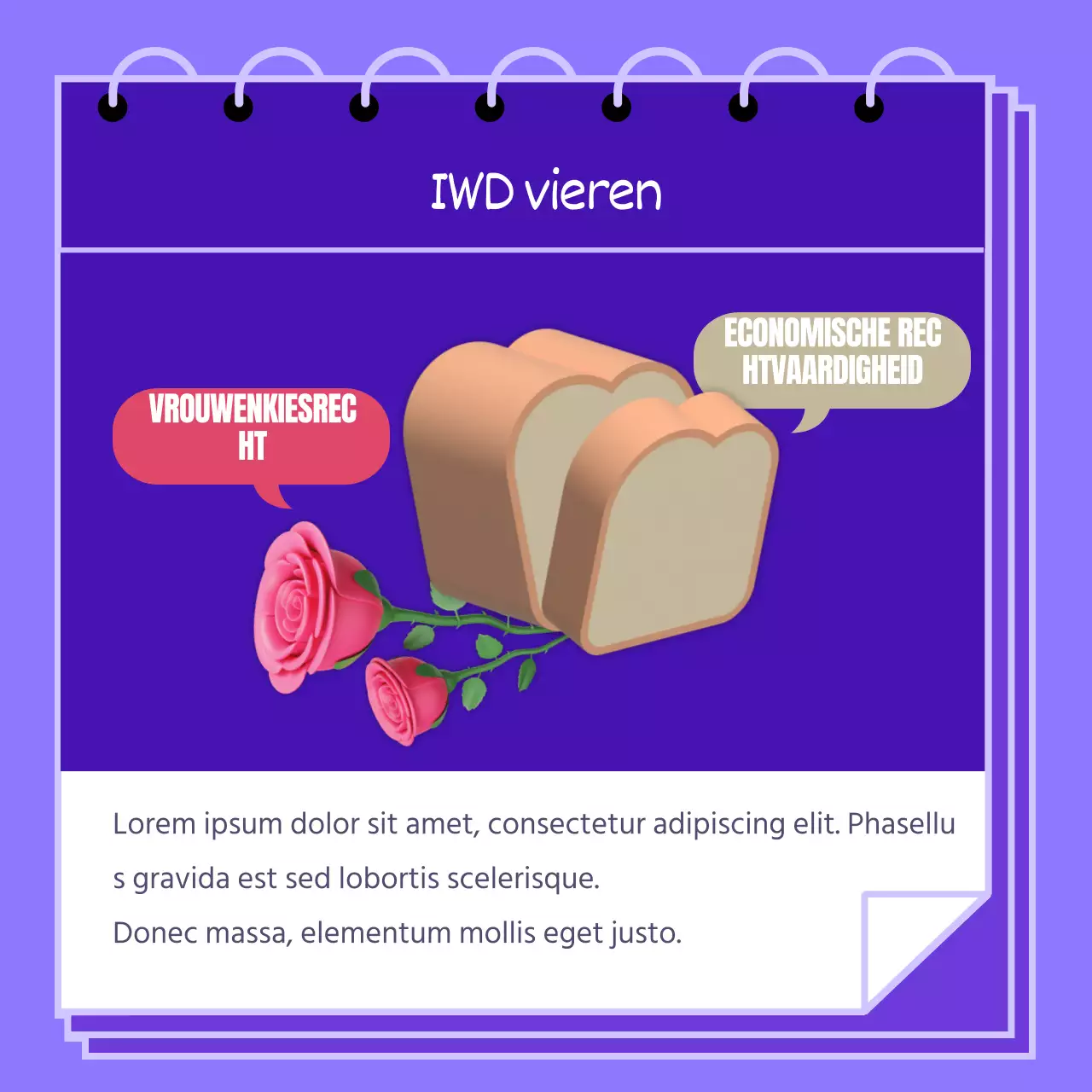 Paarse illustratie van vrouwen van verschillende rassen ter promotie van Internationale Vrouwendag