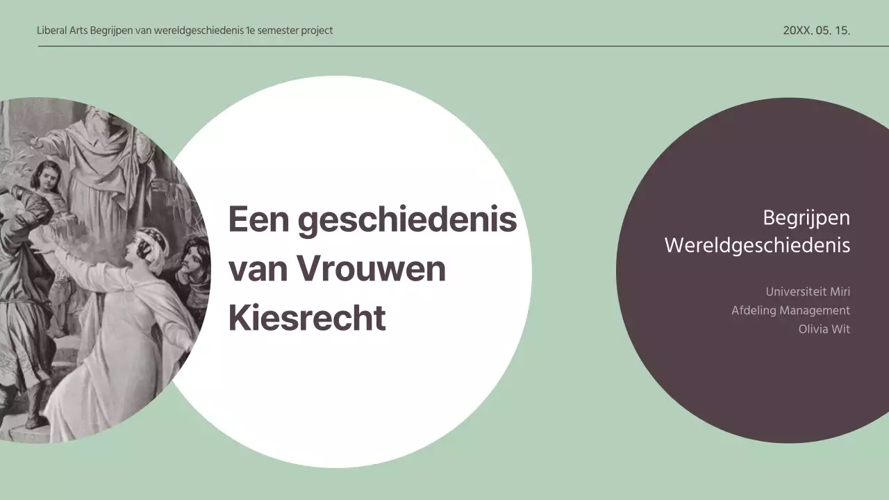  Een ingetogen concept presenteren voor een wereldwijde opdracht voor vrouwenkiesrecht