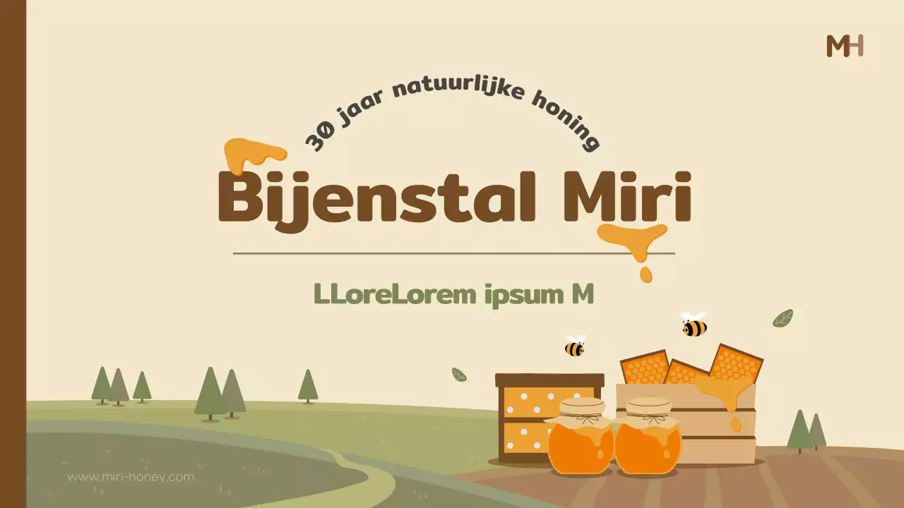 Een gele en bruine kitscherige brief van een bedrijf voor biologische producten