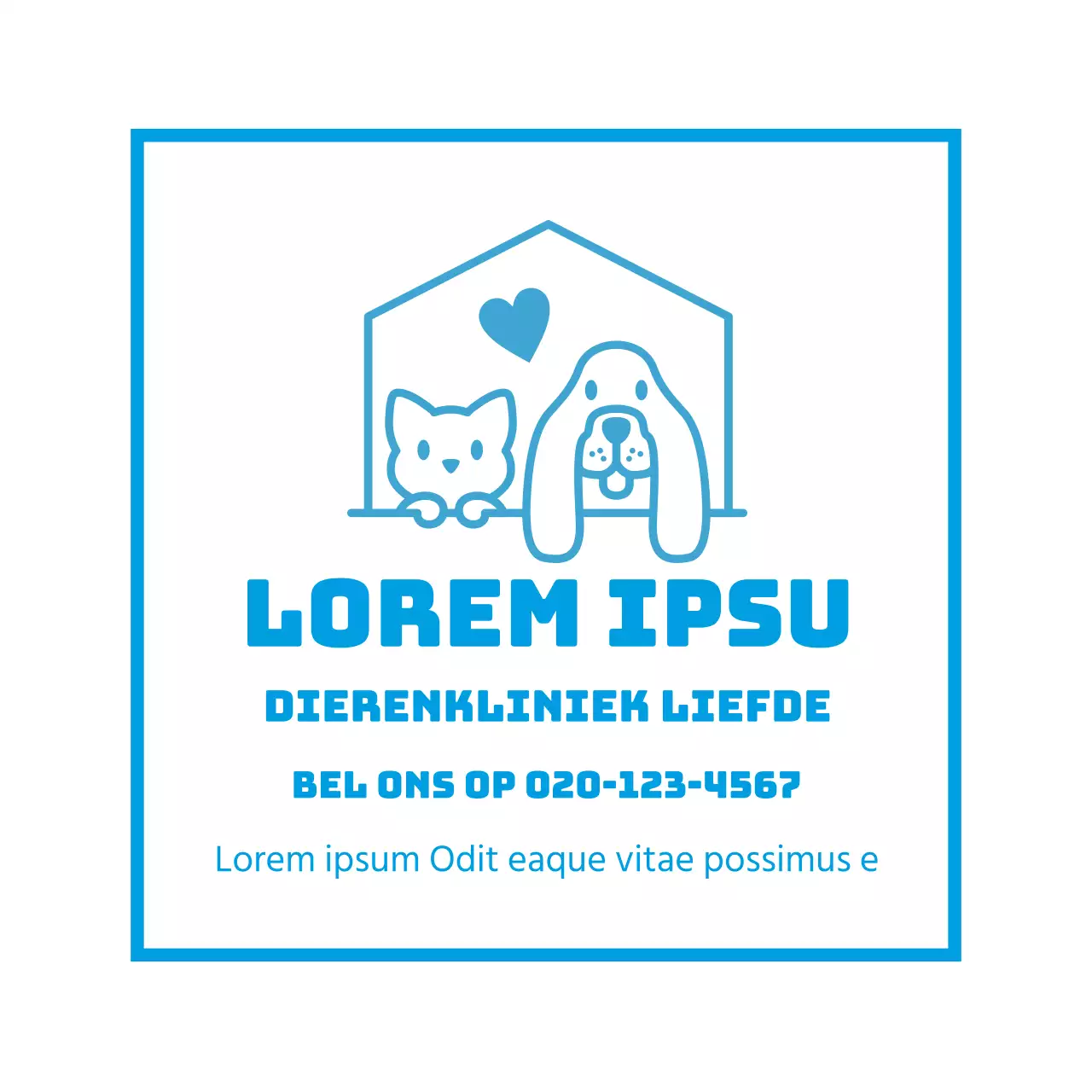 Blauwe illustratie logo schattig dierenziekenhuis