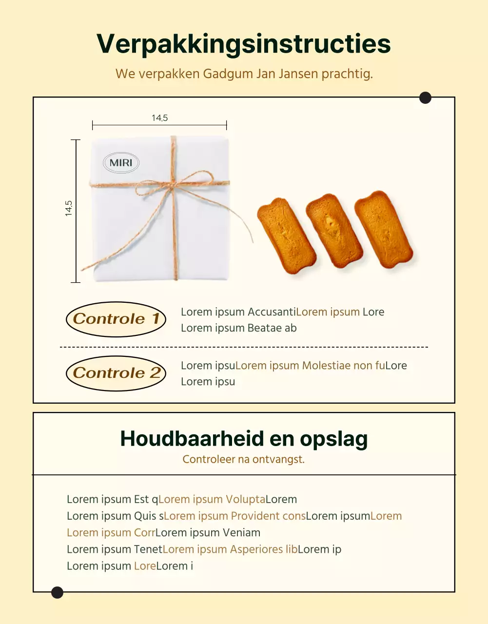 Presenteer dessertinformatie in een trendy café-achtig ivoorkleurenschema