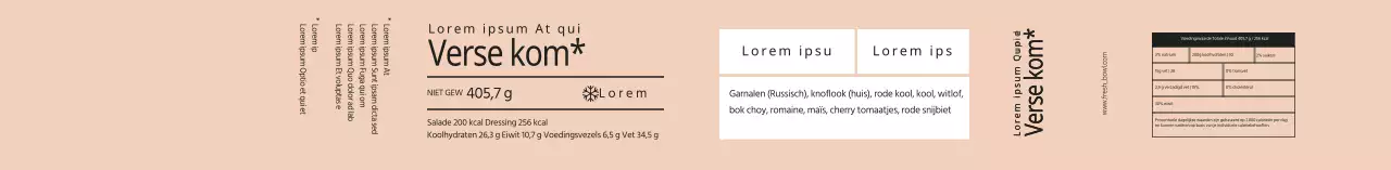 Beige nette saladeverpakkingsetiketten