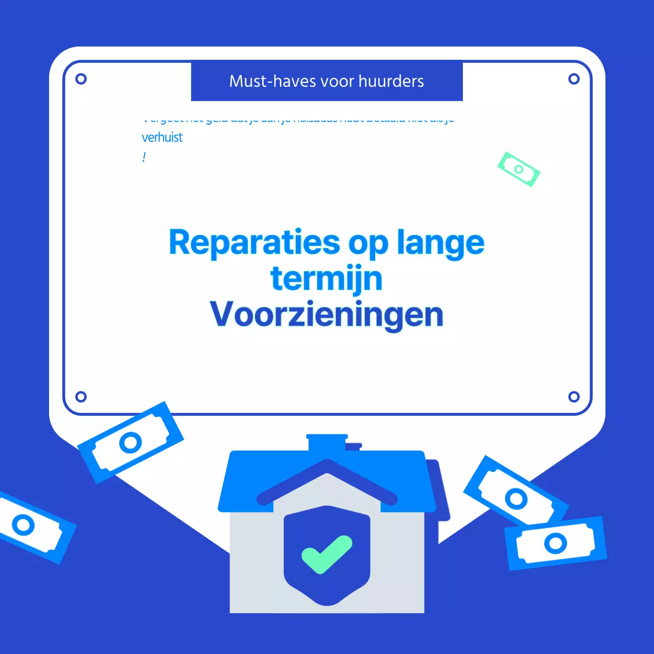 Blauw en mint huispictogram Voorziening voor reparaties op lange termijn