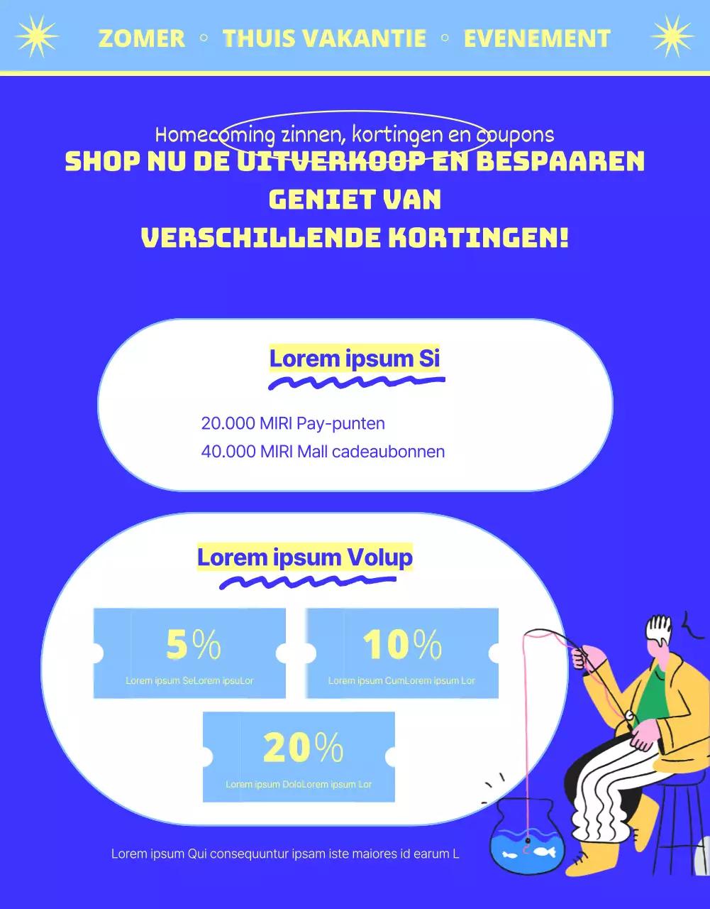 Speciale Homecoming-tentoonstelling met coole blauwe illustraties