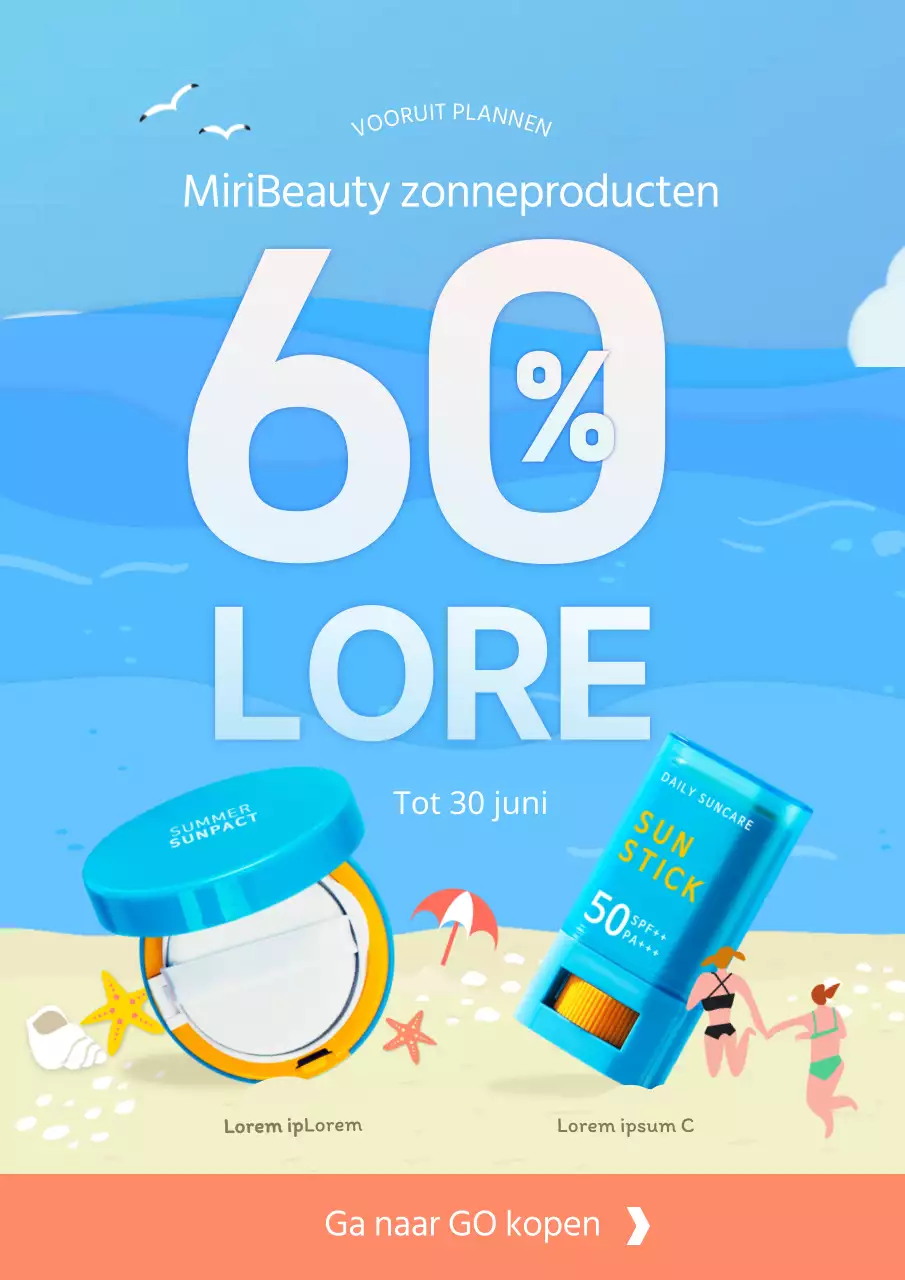 lichtblauw koel zomerillustratie zomerproduct uitverkoop eventpopup