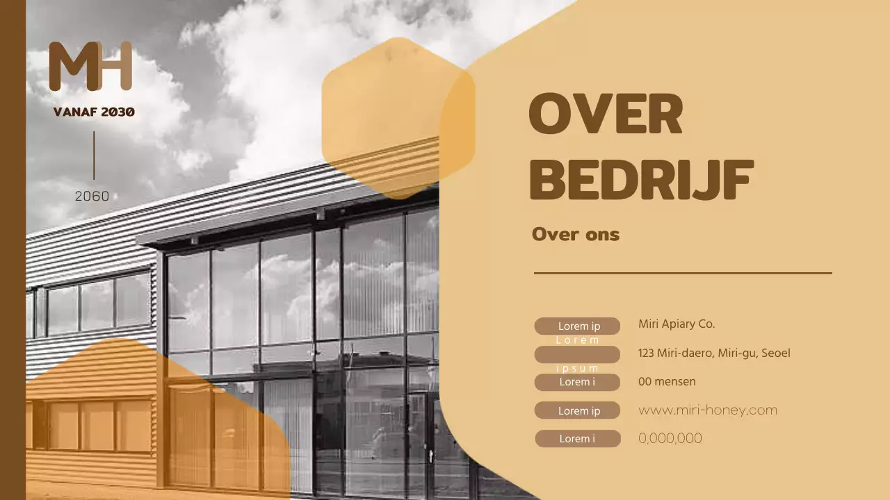 Een gele en bruine kitscherige brief van een bedrijf voor biologische producten