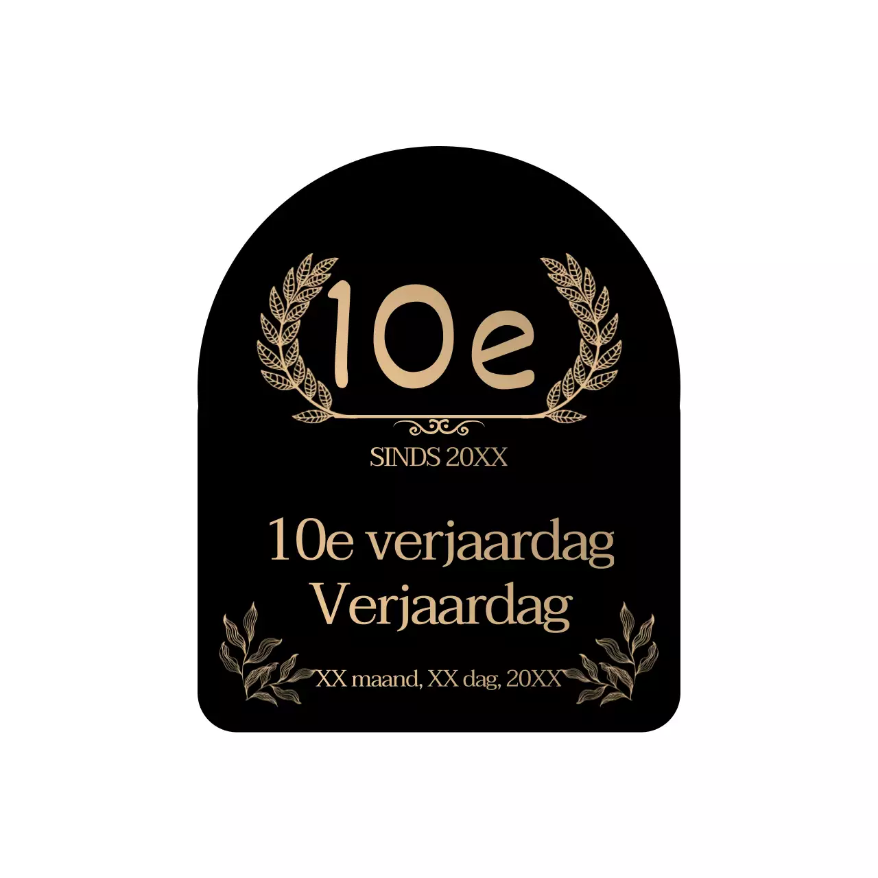 Een strak en stijlvol lauwerkader in zwart en goud voor een gedenkconcept