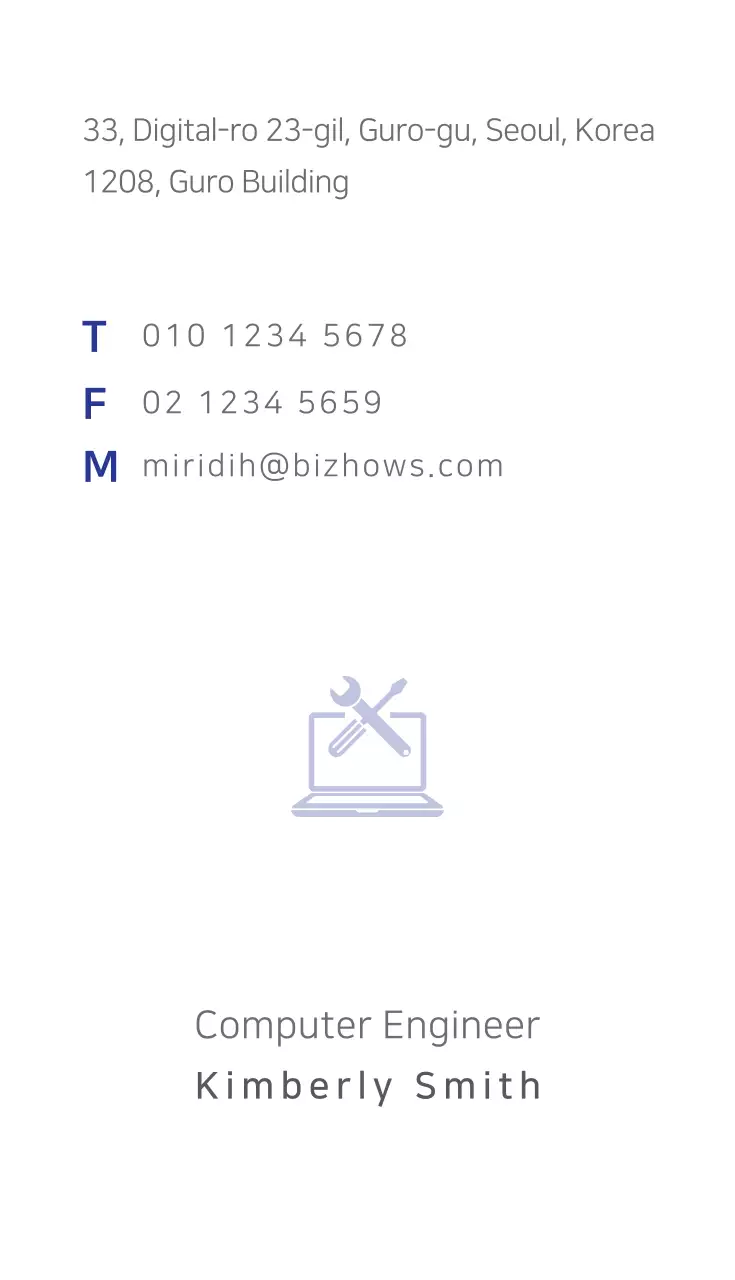 Blue Minimal Computer Business Card