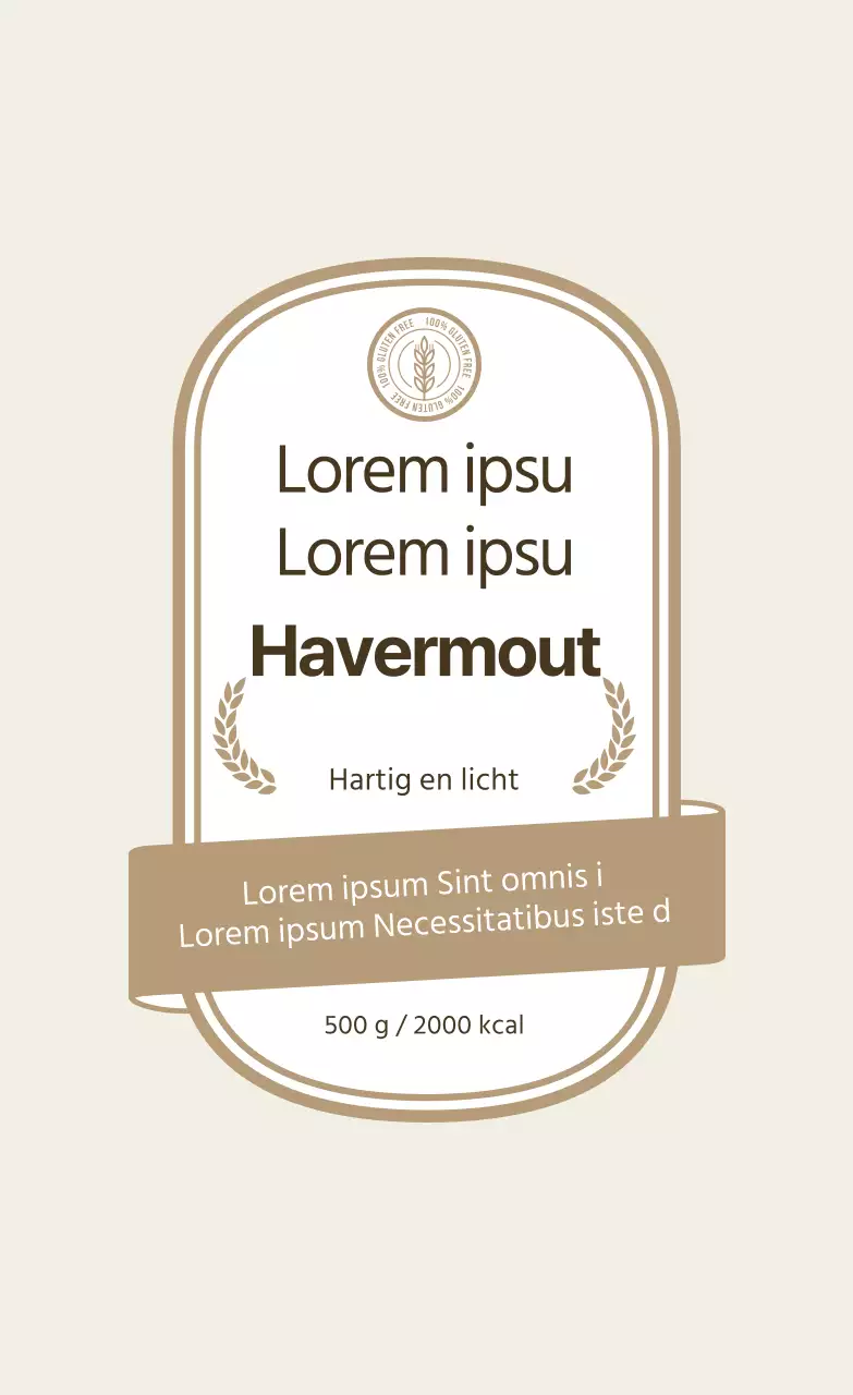 Beige vintage havermout label