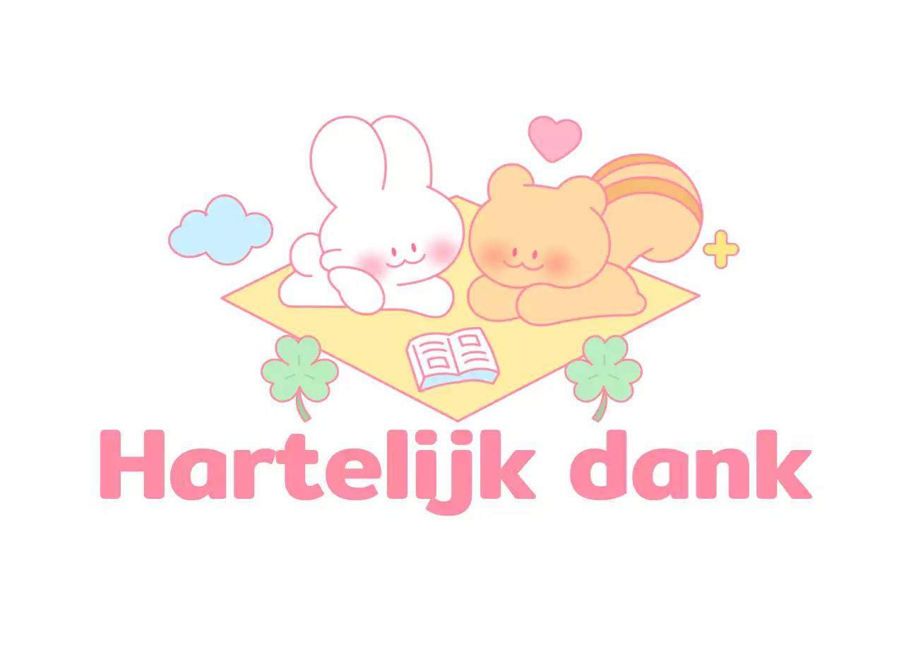 Decoratieve bedankbriefjes met illustraties van schattige konijntjes en eekhoorntjes