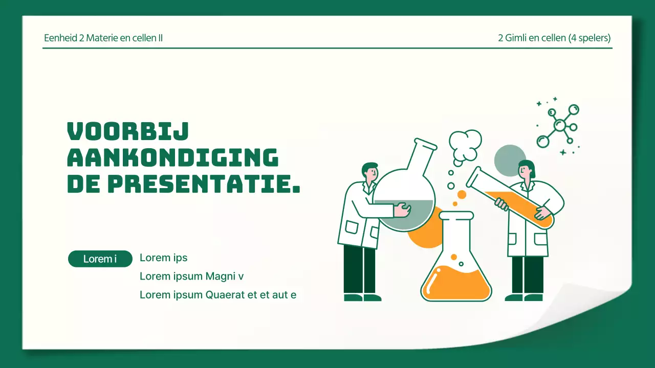 Nette wetenschappelijke labrapporten in groen en oranje