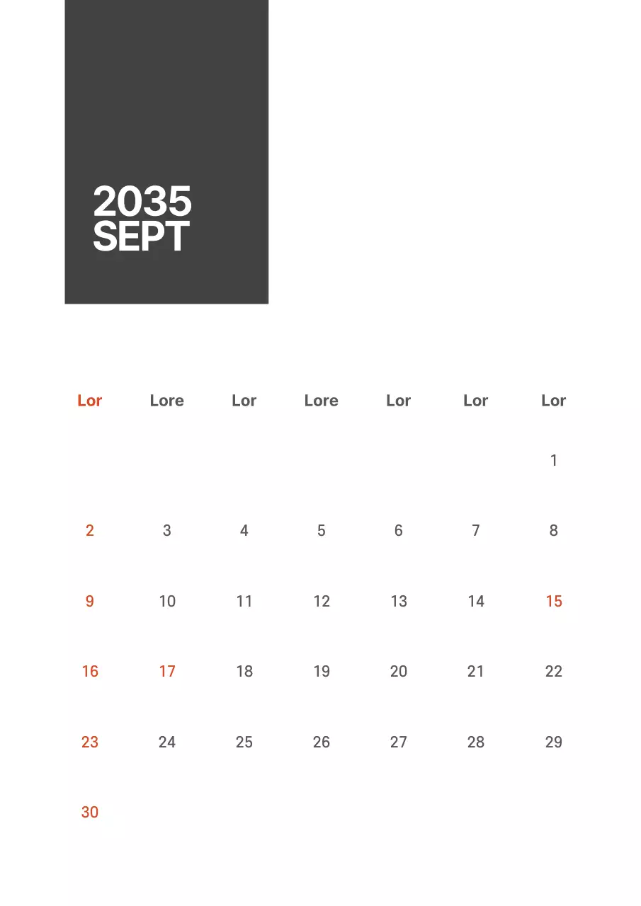 Eenvoudige zwart-wit gelinieerde kalender