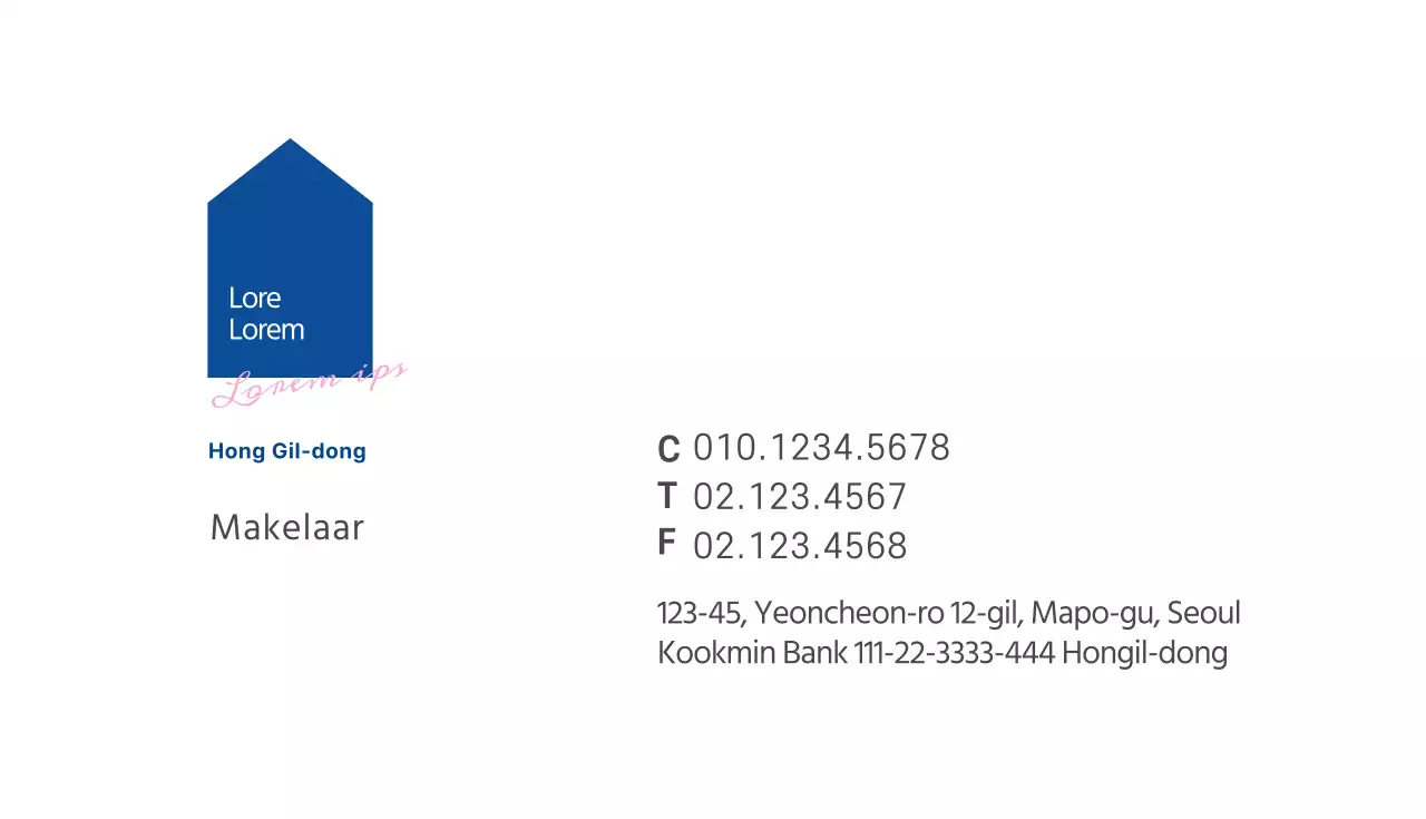 Blauwe illustratie logo onroerend goed visitekaartje