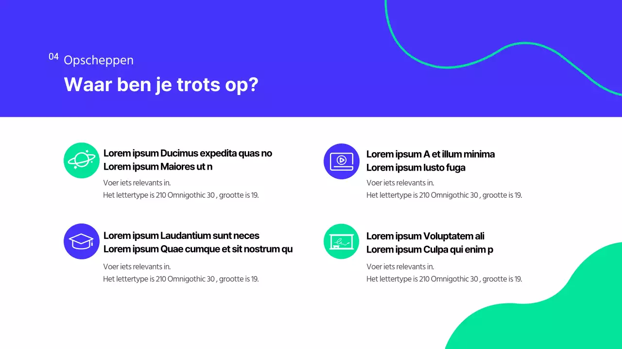 Een moderne blauw-witte presentatie van de afdeling public relations van een universiteit