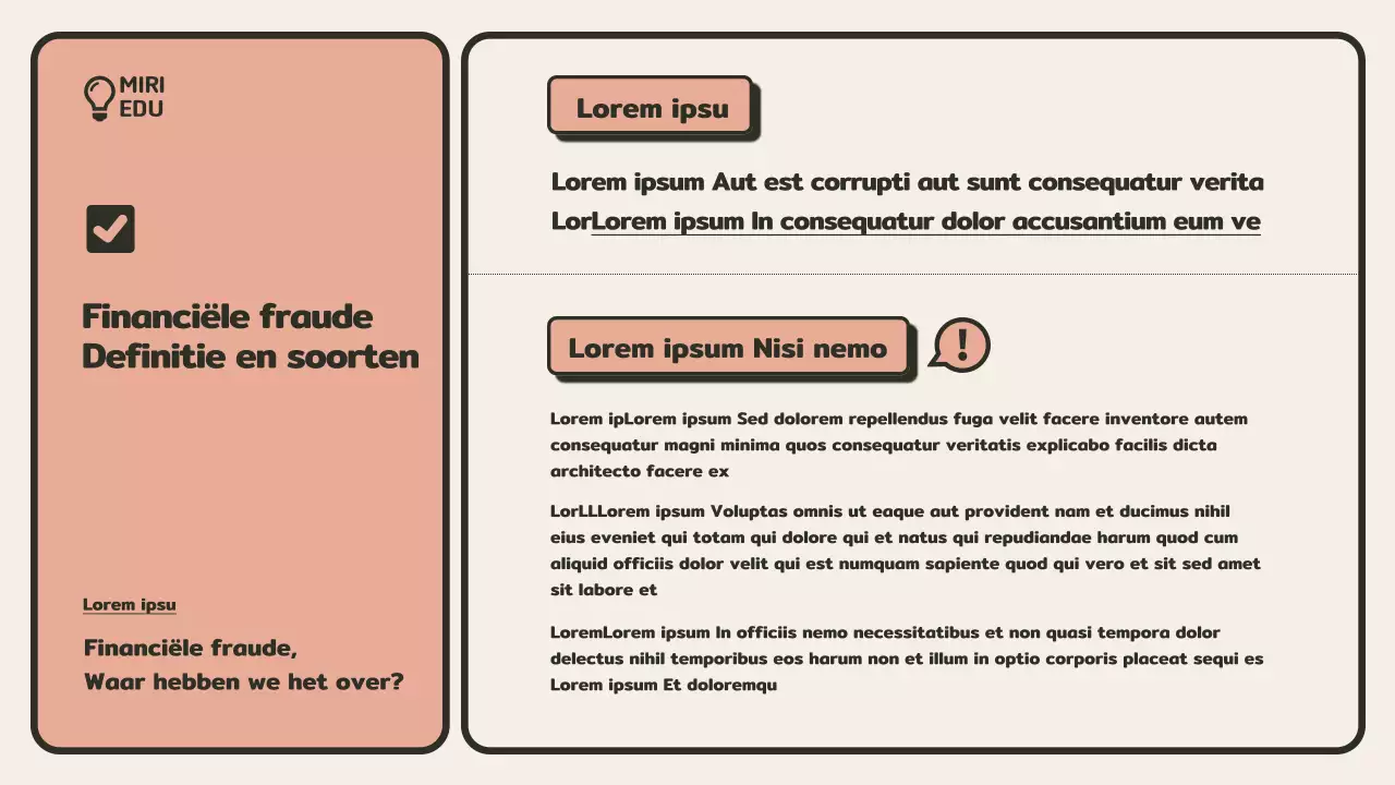  Minimalistische beige en oranje trainingsgids voor fraudepreventie