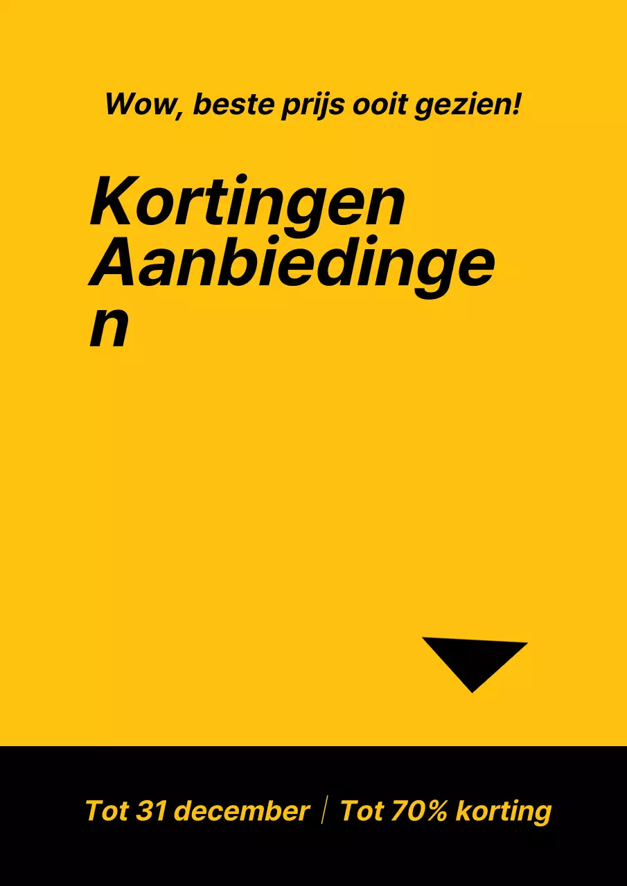 Een eenvoudige geel-zwarte flyer ter promotie van een kortingsactie