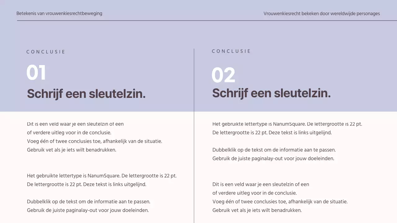  Een ingetogen concept presenteren voor een wereldwijde opdracht voor vrouwenkiesrecht