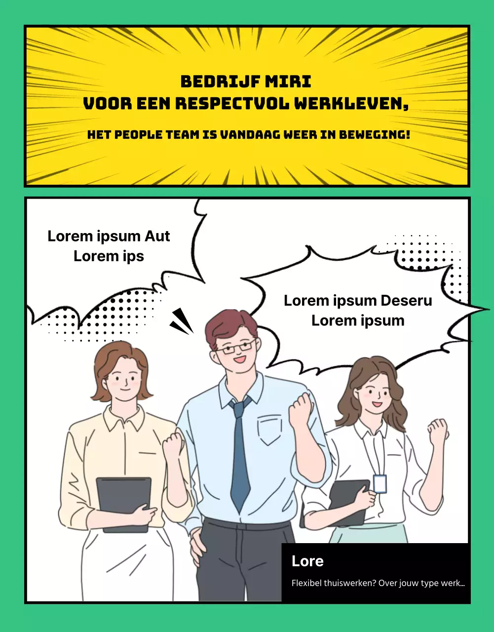 Detailpagina met bedrijfsnieuws in webtoonformaat