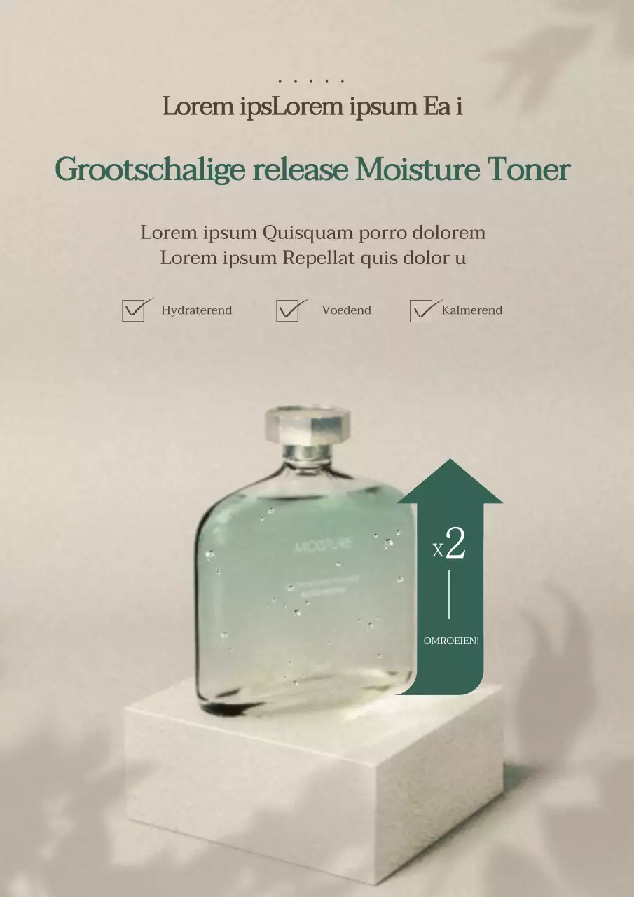 Highlighting foto's in beige om de lancering van vochtinbrengende cosmetica met hoge capaciteit te promoten