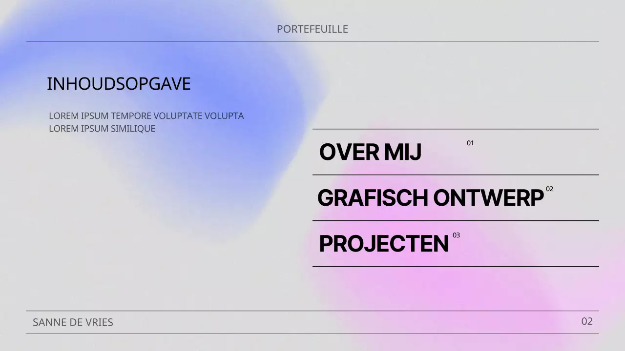 Een moderne portfolio in roze en blauw