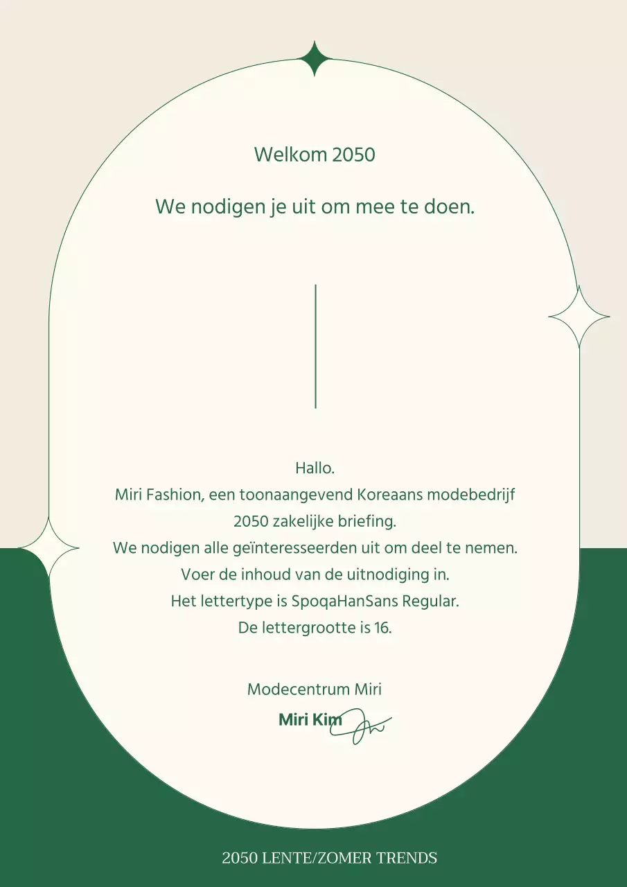 Een strak modeveld in groen en beige