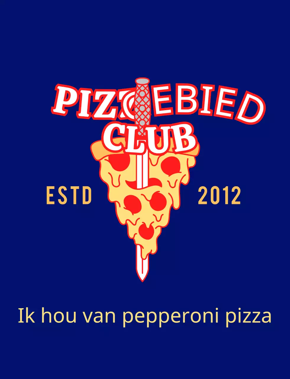 Een hippe pizzamedewerker in rood en geel