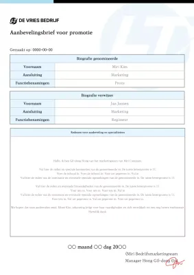 Sjabloon voor lichtblauwe promotiebrief