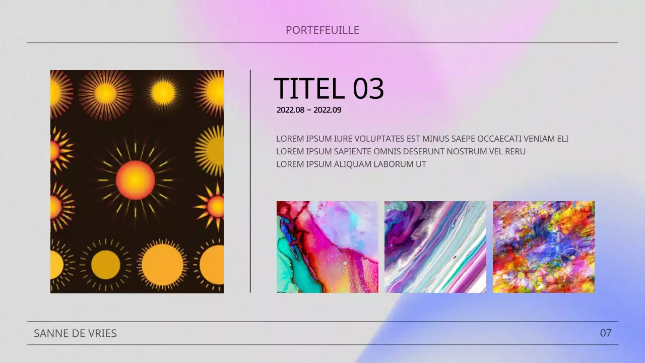 Een moderne portfolio in roze en blauw