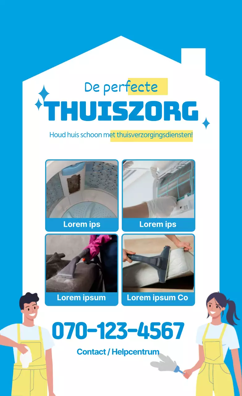 Promoot je thuiszorg schoonmaakdienst met een blauwe illustratie foto