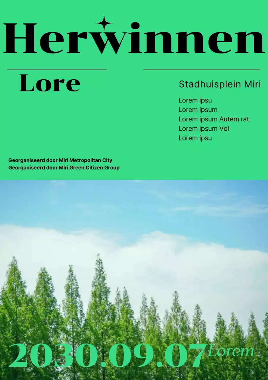 Vier Blue Sky Day met een fris groen kleurenschema