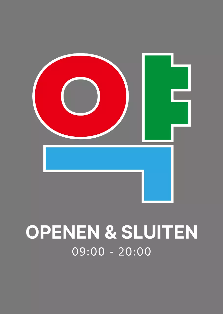 Eenvoudige, kleurrijke tekst voor openingstijden van apotheken