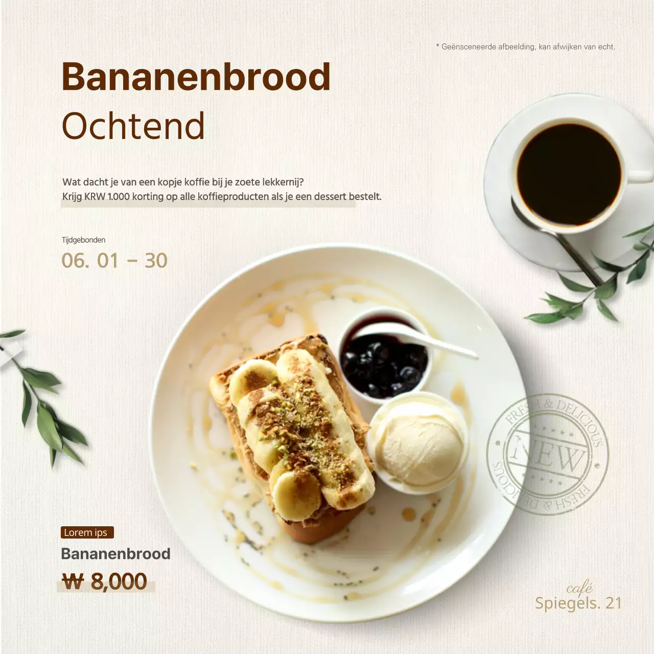 Banana Bread Koffieset Banner in Ivoor
