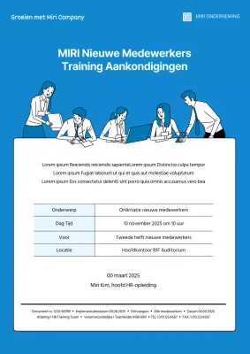 Blauw, geïllustreerd trainingsbericht voor nieuwe werknemers