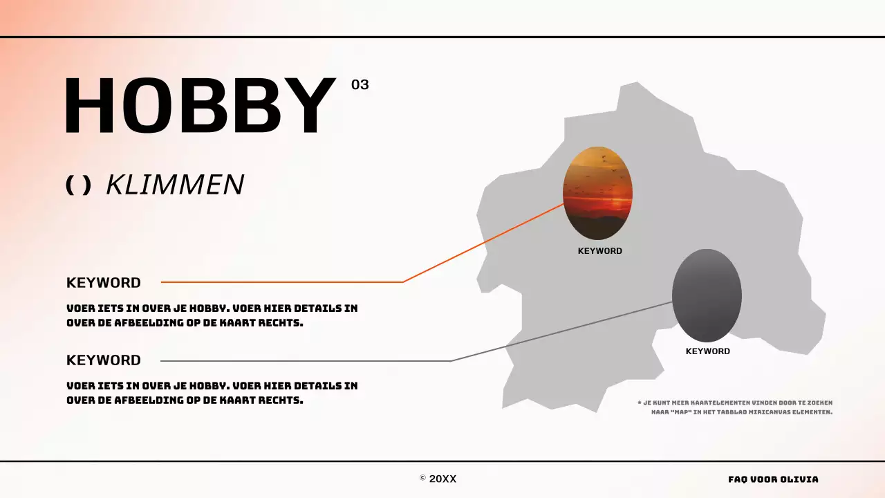 Een eenvoudige gradiënt concept infographic in oranje en wit Over ons