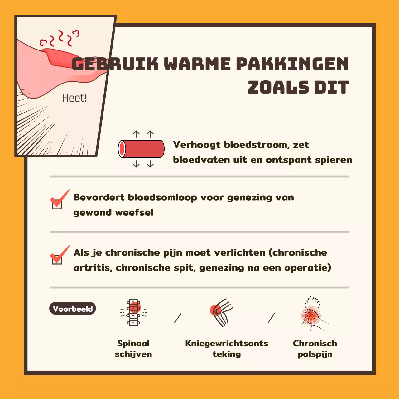 Gecontextualiseerde kompressen met een geel en bruin cartoonconcept