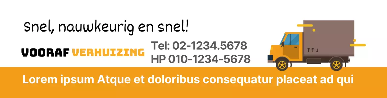 Promoot je verhuisbedrijf met een oranje vrachtwagenillustratie