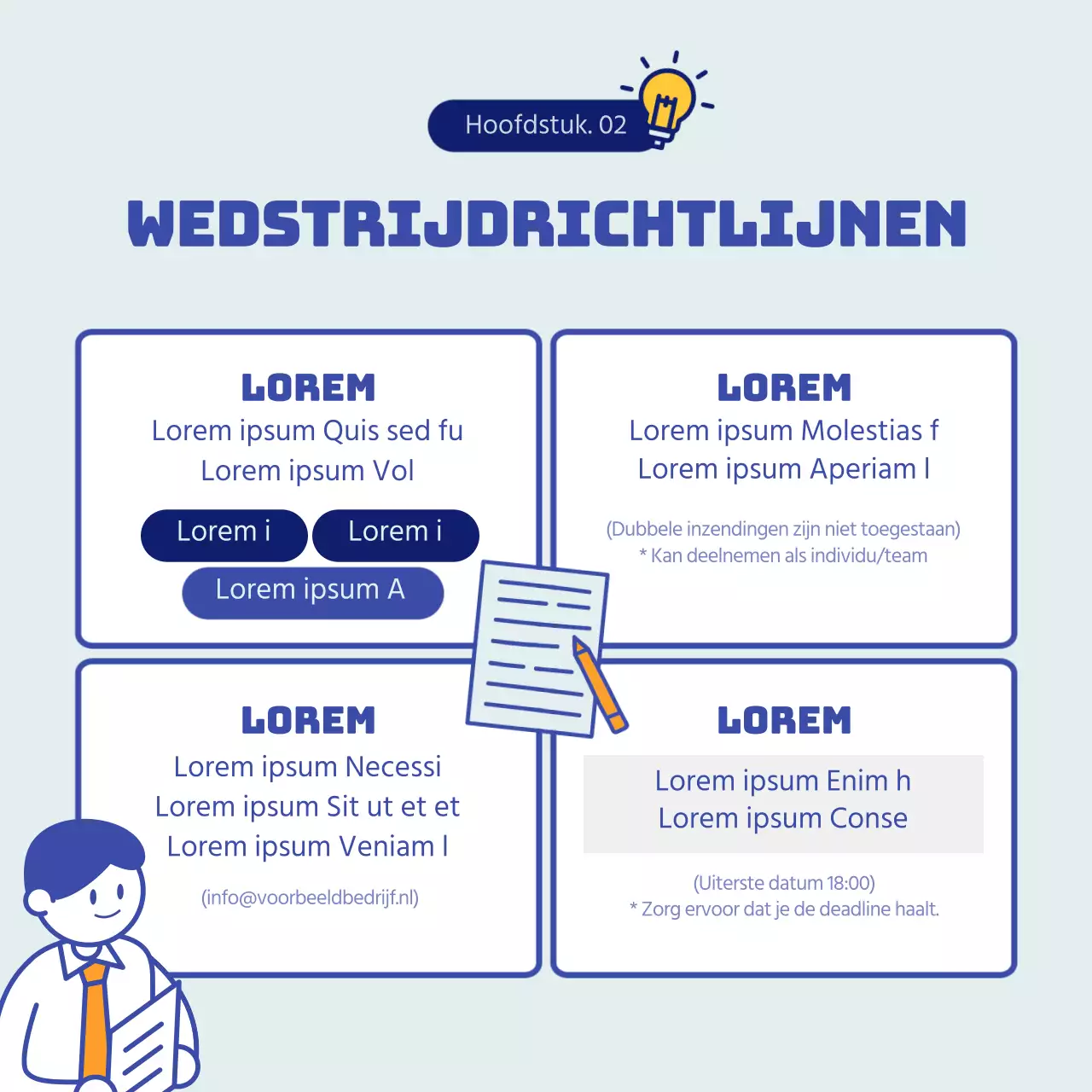 Interne ideeënwedstrijd met een concept van blauwe tekstballonnen